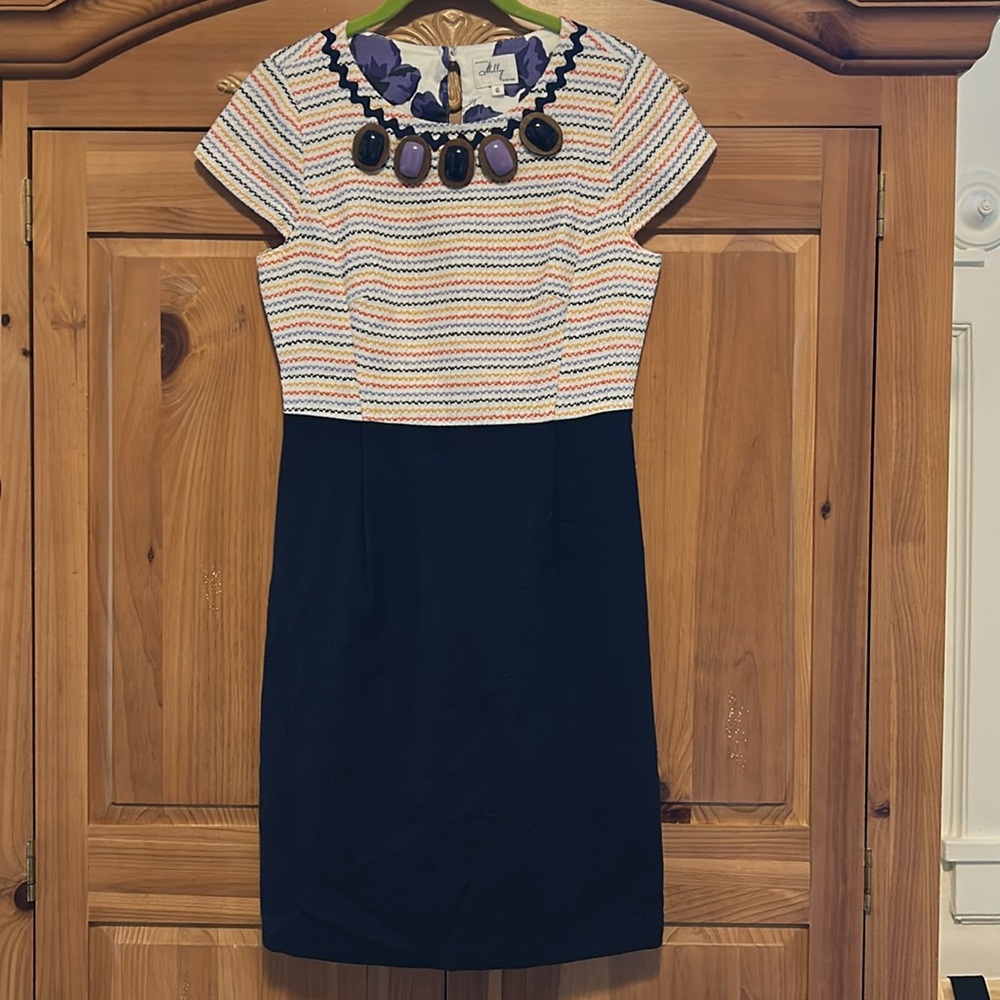 Milly of New York Multicolor Striped Knit with Button Accents